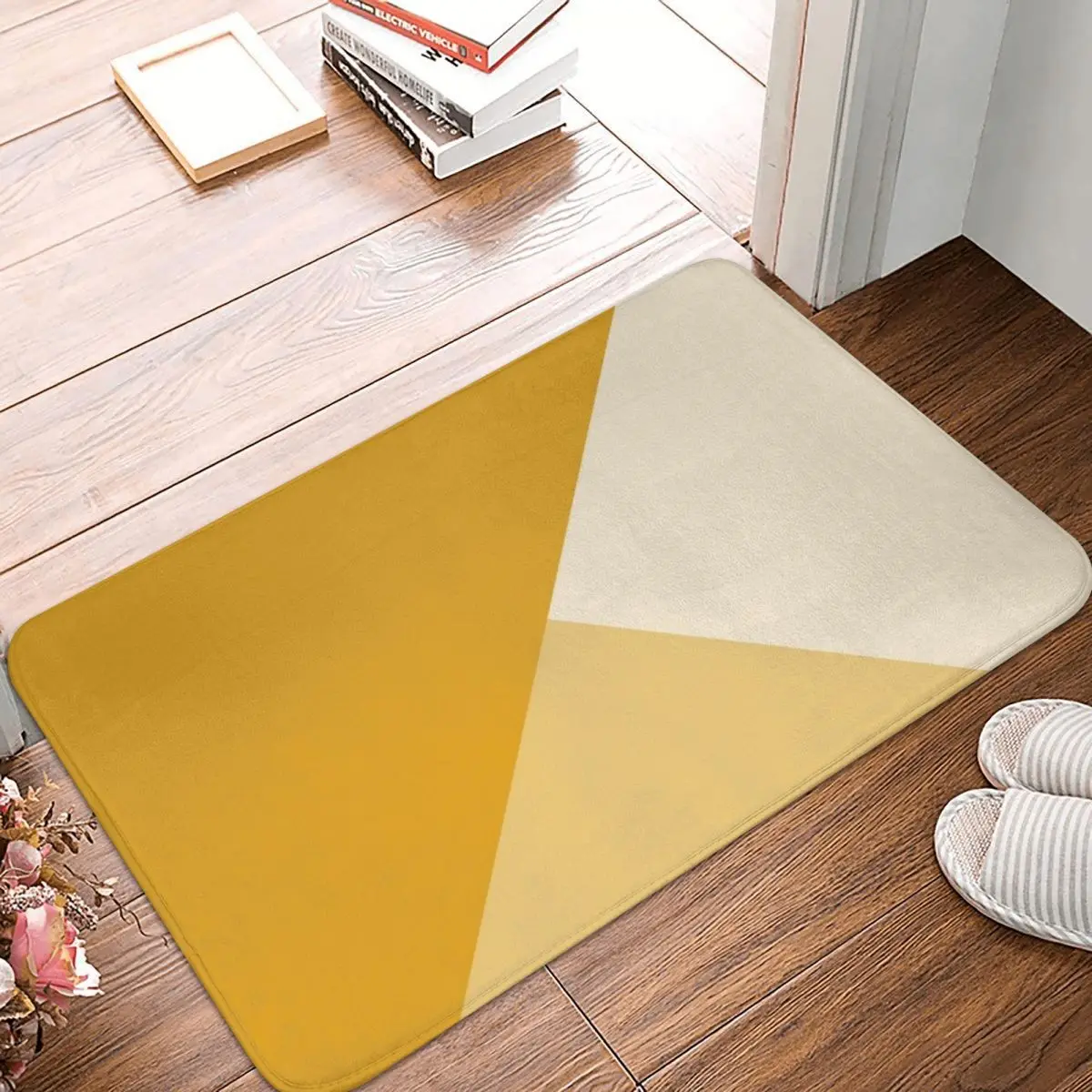 

Door Mat Gradient Geometry Mustard Decor Rug Carpet Bathmat Anti-slip Entrance Living Room Home Kitchen Absorbent Bathroom Porch