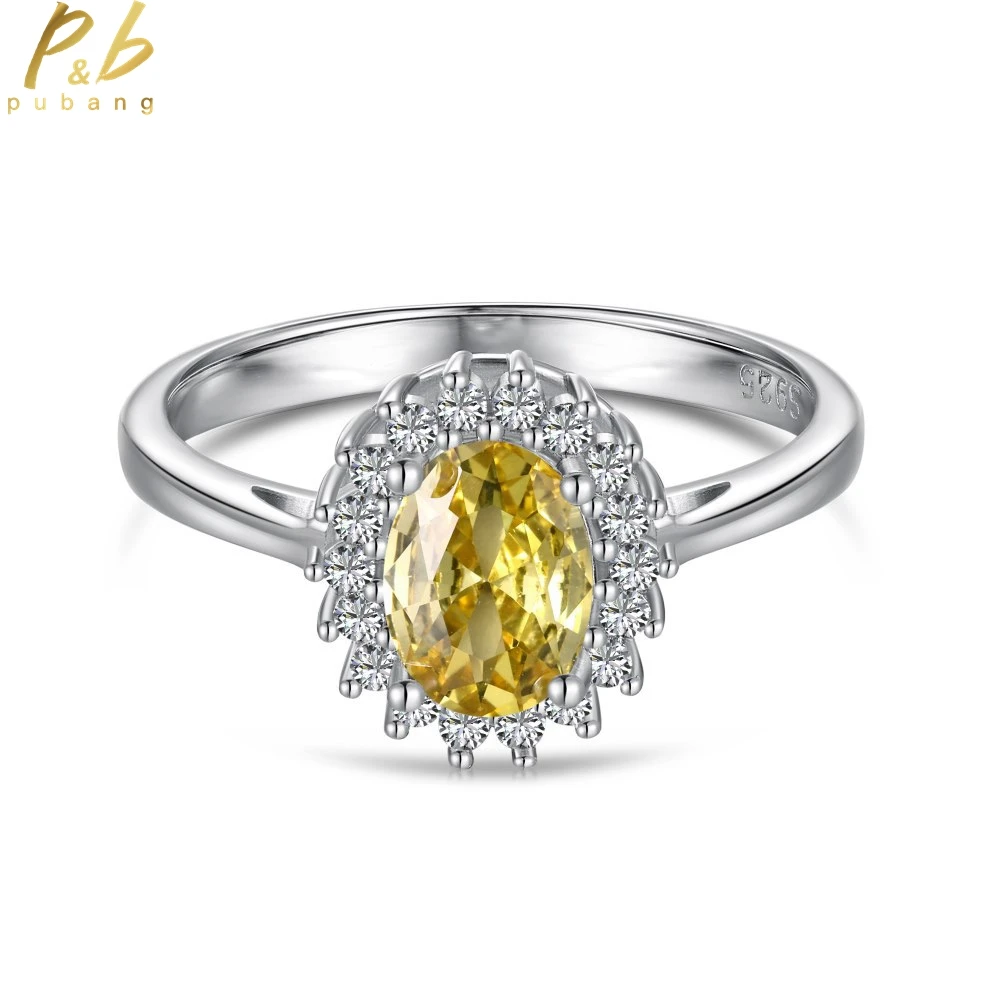 

PuBang Fine Jewelry Luxury Yellow Diamond Ring 925 Sterling Silver Created Moissanite for Women Wedding Party Gift Drop Shipping