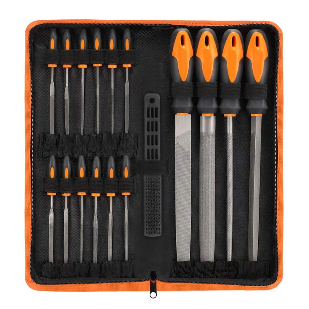 

17 Pcs/set Carbon Steel File Kit Rubber Handle Rasp Set Metal Wood Glass Ceramic Polishing Tool