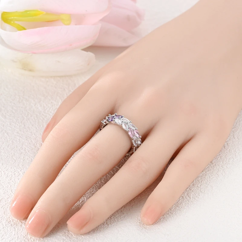 Сверкающее кольцо из стерлингового серебра 925 пробы с плотным цирконом широкое и