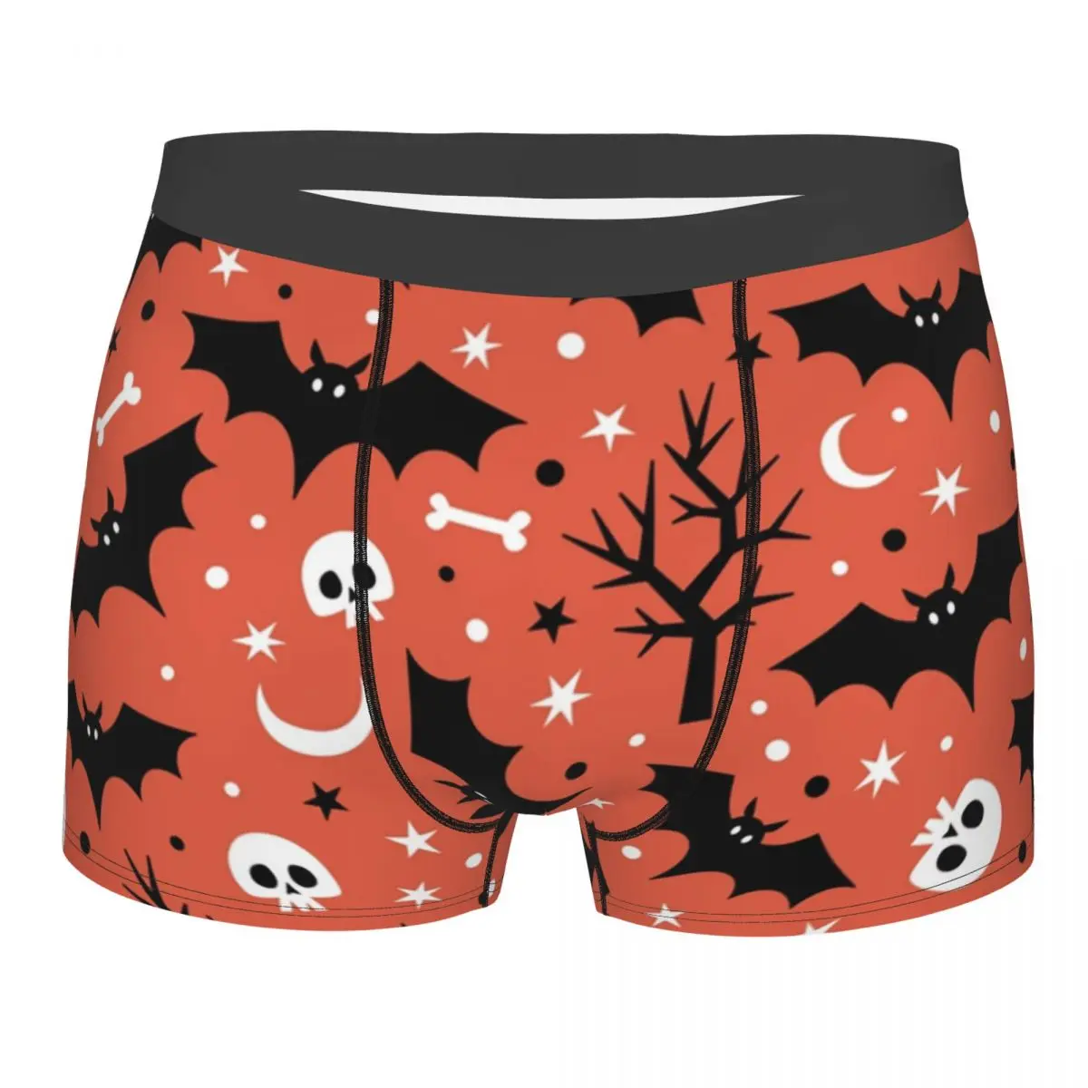 

Custom Bats Halloween Seamless Pattern Underwear Men Breathbale Halloween Goth Occult Witch Boxer Briefs