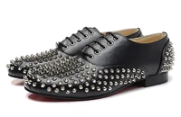 fashion design punk style black spiked shoes red sole casual shoes high bang lefu shoes mens round head fashion shoes