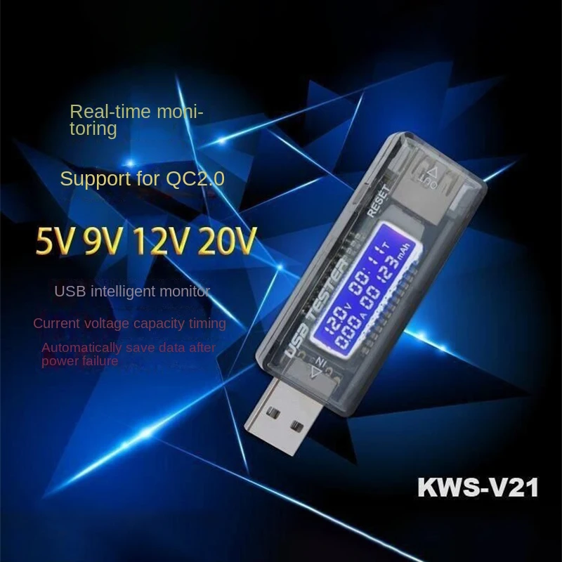 

DC Mobile Power Charging Current Voltage Digital Monitor USB Tester Current 0-3A Voltage 4-20V Dual Meter Display Charger