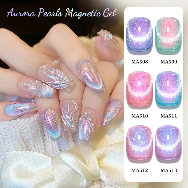 MEET ACROSS 7 мл Auroras Розовый Зеленый Гель «кошачий глаз» Auroras Glitter Cat Магнитный гель-лак для ногтей Полуперманентный лак для ногтей Nail Art (art.: 3920cffaea485) - 3920cffaea485