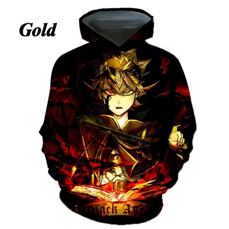 

Толстовка мужская с капюшоном и принтом «Чёрный клевер», y2k