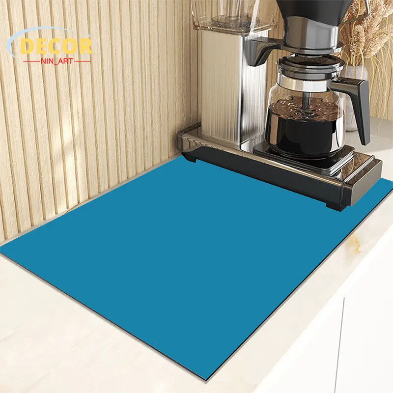 

Solid Color Blue Drain Pad Dish Drying Mat for Coffee Machine Super Absorbent Diatomic Washable Quick Dry Kitchen Decoraction