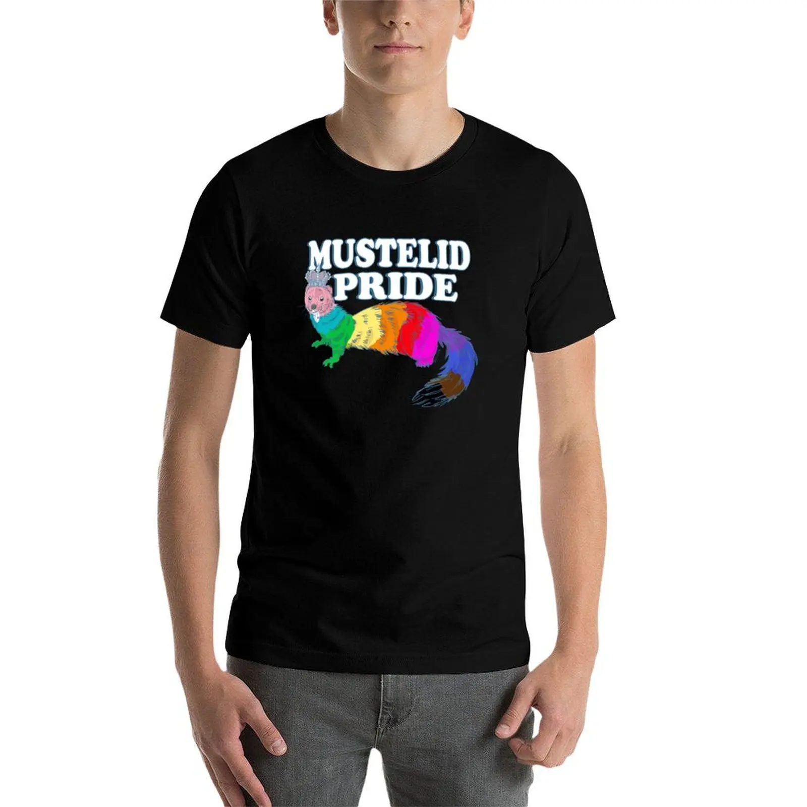 Фото Футболка Mustelid Pride, дизайнерские футболки для мужчин, хлопковая мужская футболка с рисунком, футболка №4