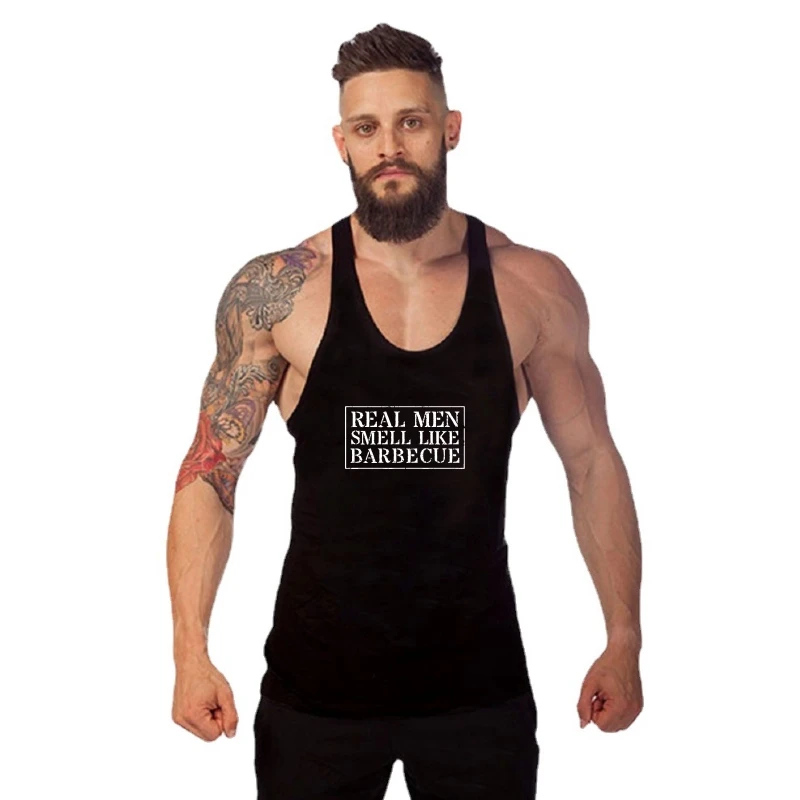 

Funny BBQ Grilling Gifgym Gym t-shirt man men Real Men Smell Like Barbecue tank tank top men gym Gym t-shirt man men Cute Camisa