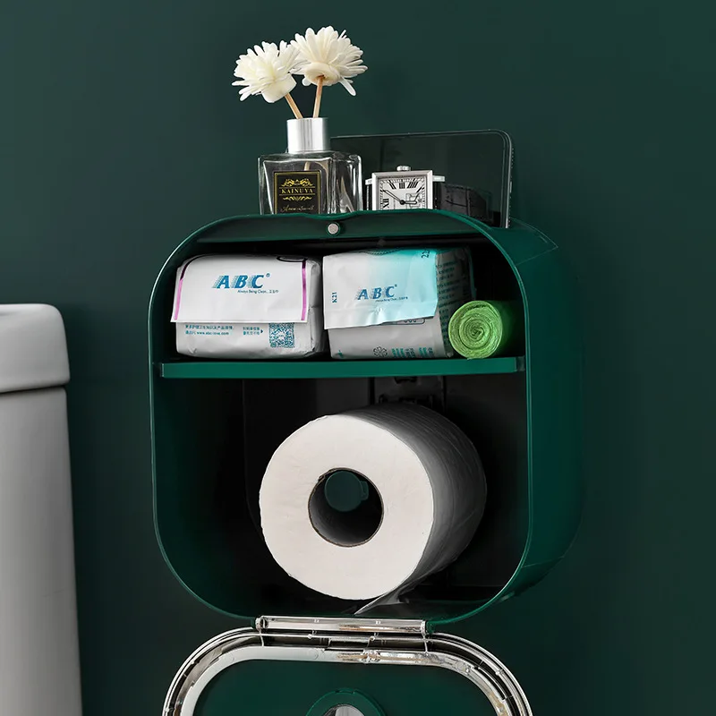 

Toilet Tissue Box Toilet Paper Holder Wall-Mounted Waterproof Toilet Paper Tray Roll Paper Towel Holder Bathroom Storage Box