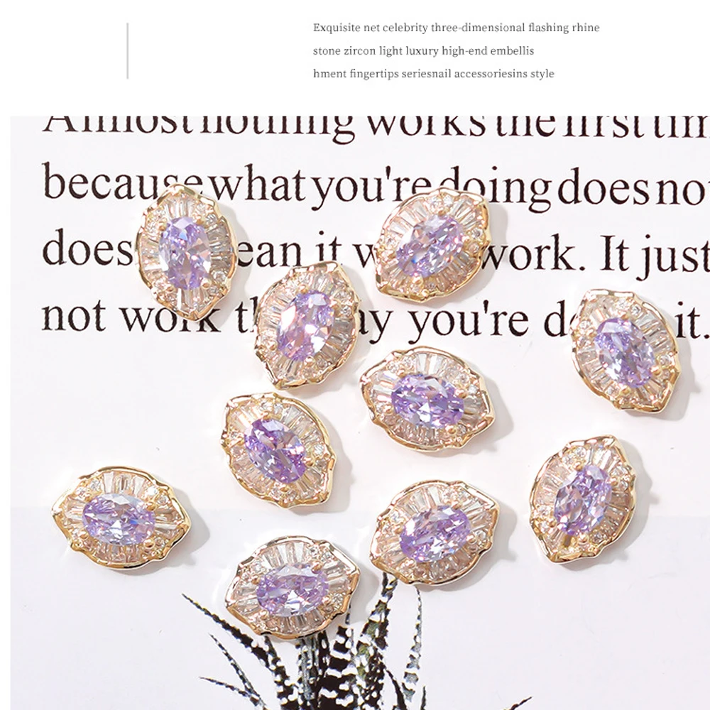 100pcs Oval Nail Art Diamond Charm Zircon Sparkling Luxury Alloy Jewelry Gems Nail Art Rhinestone For Nails DIY Manicure Decora