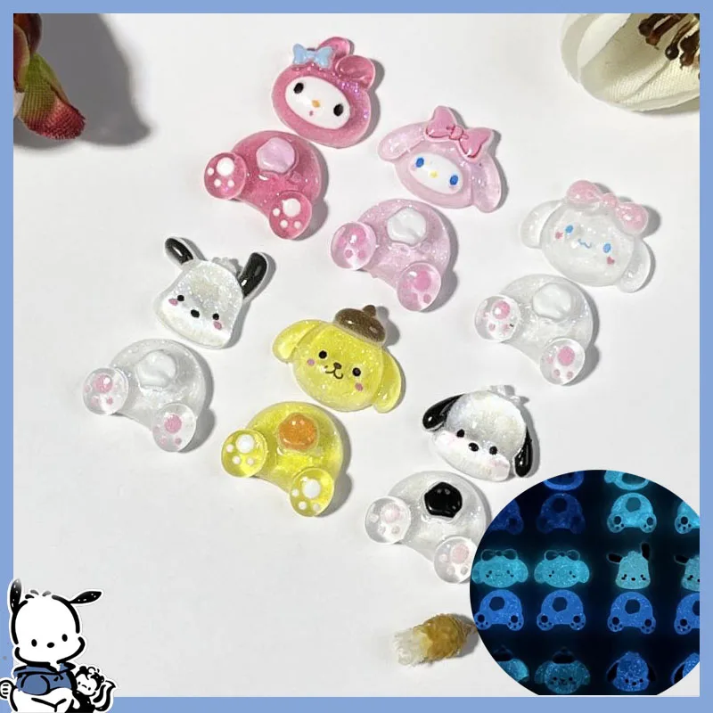 

20 шт. Sanrioed смола для ногтей Светящиеся Kittys понравились Kuromi Kawaii Cinnamoroll декор для ногтей очаровательные Мультяшные аниме милые аксессуары