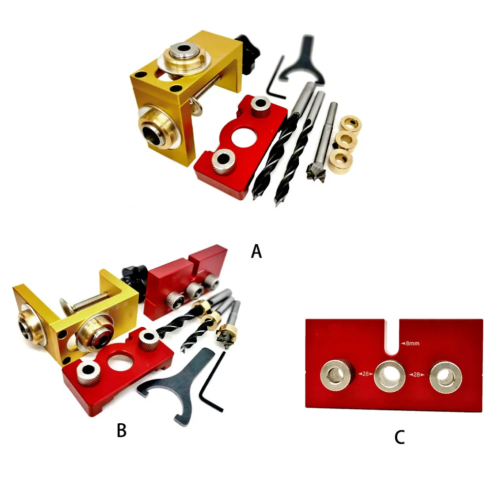 

Dowel Locator Holes Making Positioning Device Aluminum Alloy 3 in 1 Pocket Hole Guide Tool Punching Fittings Type 1