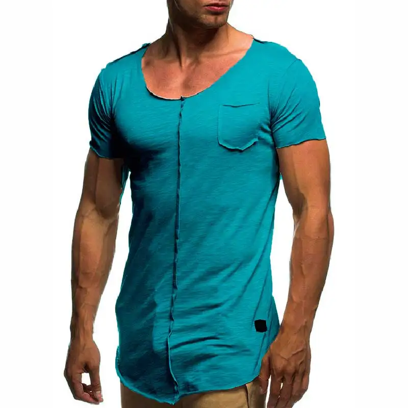 

B8315 Short Sleeve Solid Men's T-shirt Casual Summer Top Tee Shirts Mens Fitness