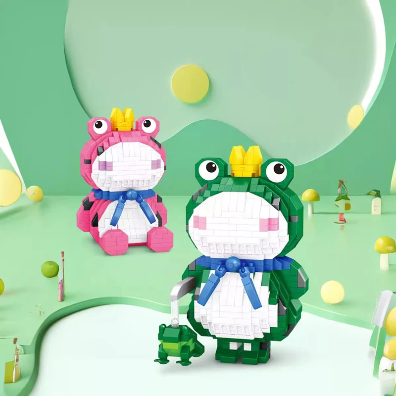 7645A-7646A Новый конструктор в виде мультяшной лягушки забавные микрочастицы