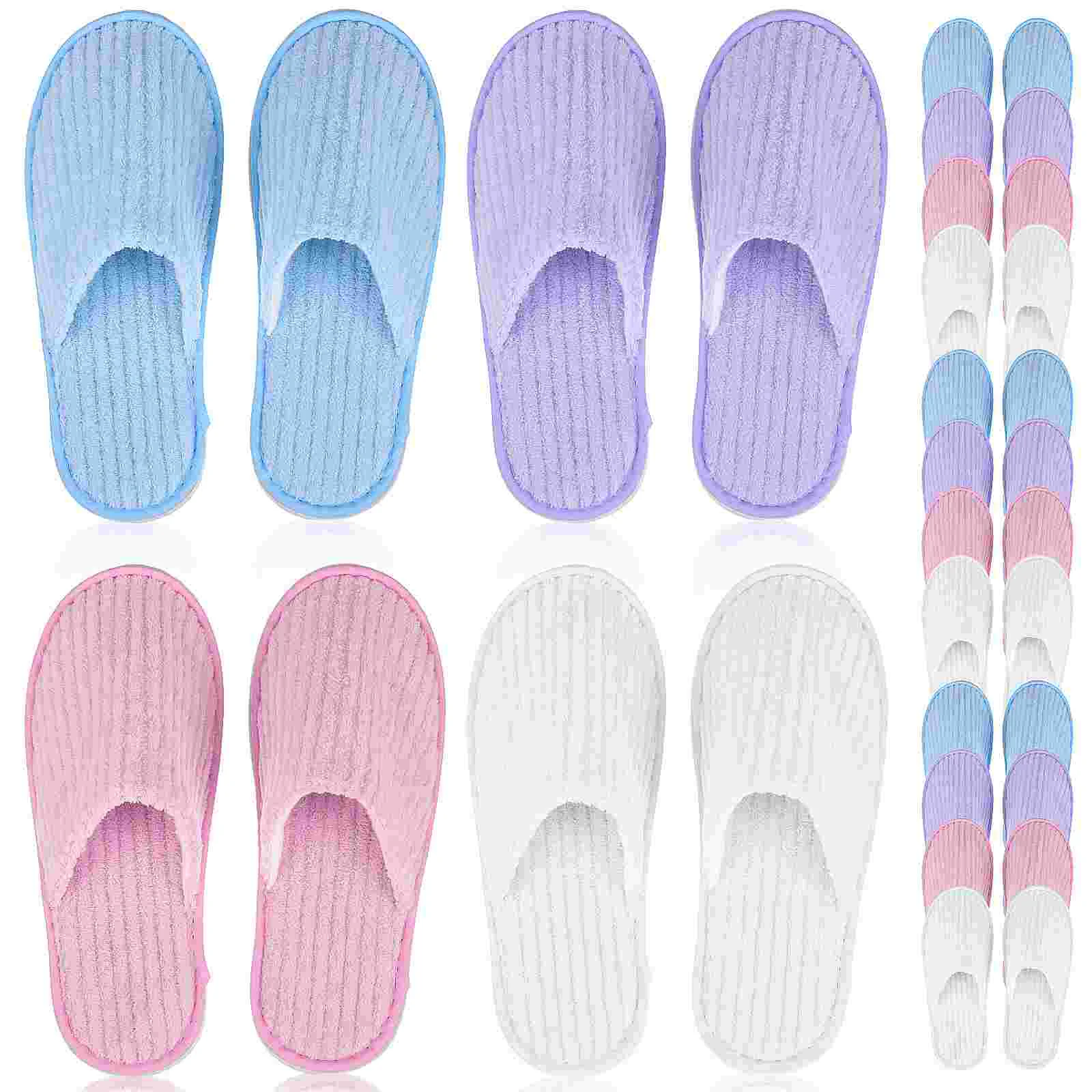 

12 Pairs Spa Pedicure Slippers Disposable Home Indoor Bathroom Women Hotel Bulk Coral Fleece Miss House