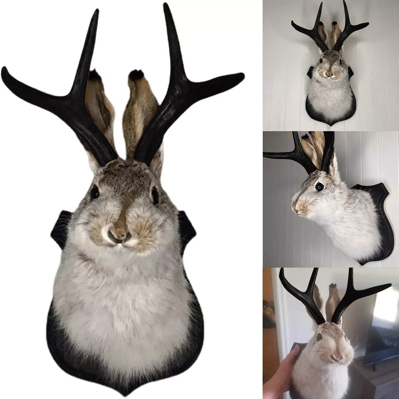 

Rabbit Taxidermy Animal Head Wall Decor Deer Head Animal Wall Mount For Home Wall Decoration Rabbit Ornaments Wall Decorations