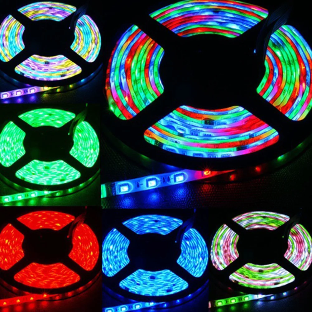 

2pcs 5m Gift Home Decor Self Adhesive RGB LED Strip Flexible Indoor Outdoor Colorful 12V 44-key With Infrared Remote Control