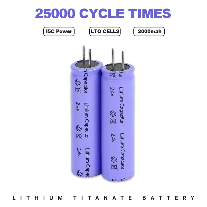 

2.4V 2000mAh LTO 18650 Lithium Titanate Battery Cell Low Temperature Long Cycle for Diy 12V Battery Pack Power Tool