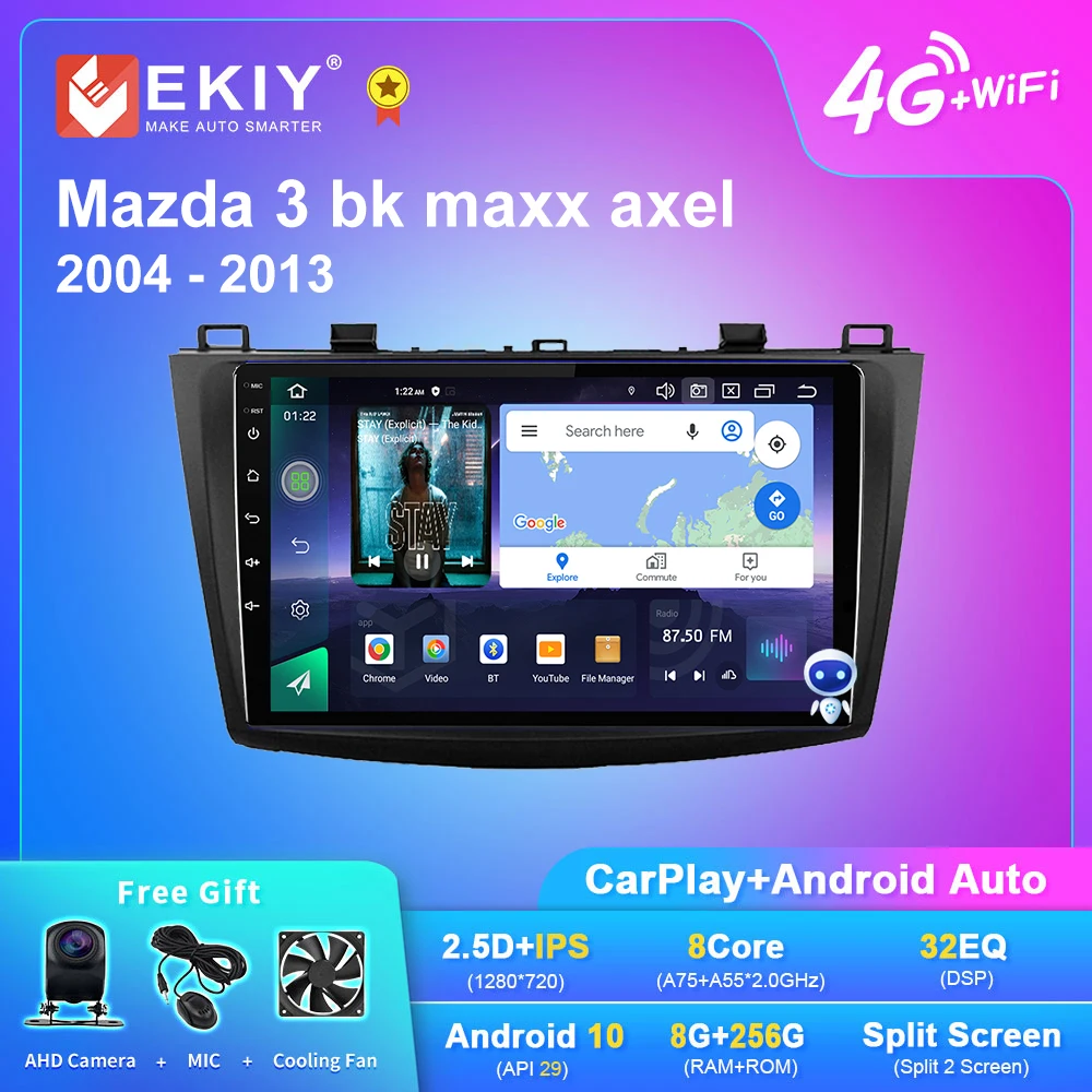 EKIY Radio Multimedia Q7 para coche Mazda 3 bk maxx axel 2004-2013 Carplay GPS Navi grabadora de cinta unidad principal Android