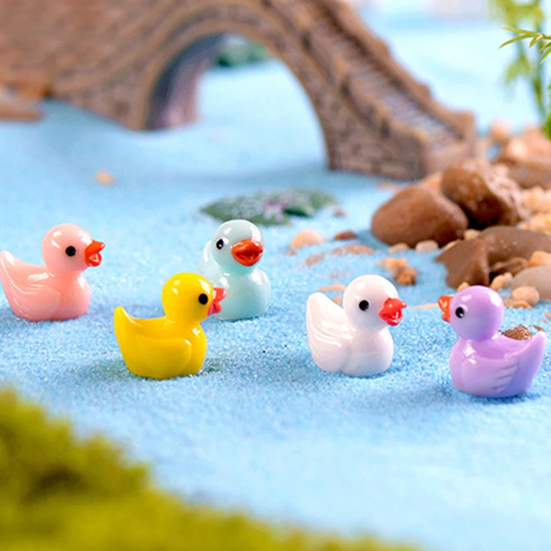 

5/10PCS Mini Colorful Duck Duckling Small Pasture Statue Figurine Micro Crafts Desk Ornament Miniatures DIY Garden Decor Charms