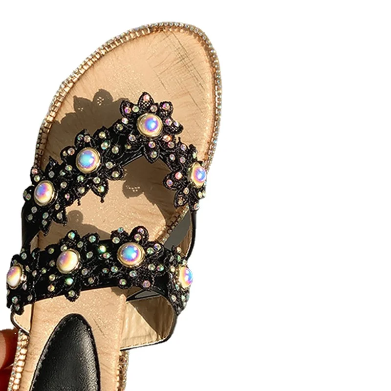 2022 White Lace Slippers Women Flip Flops Flat Sandals Women Bohemia Beach Shoes Women Plus Size Summer Fashion Woman slippers