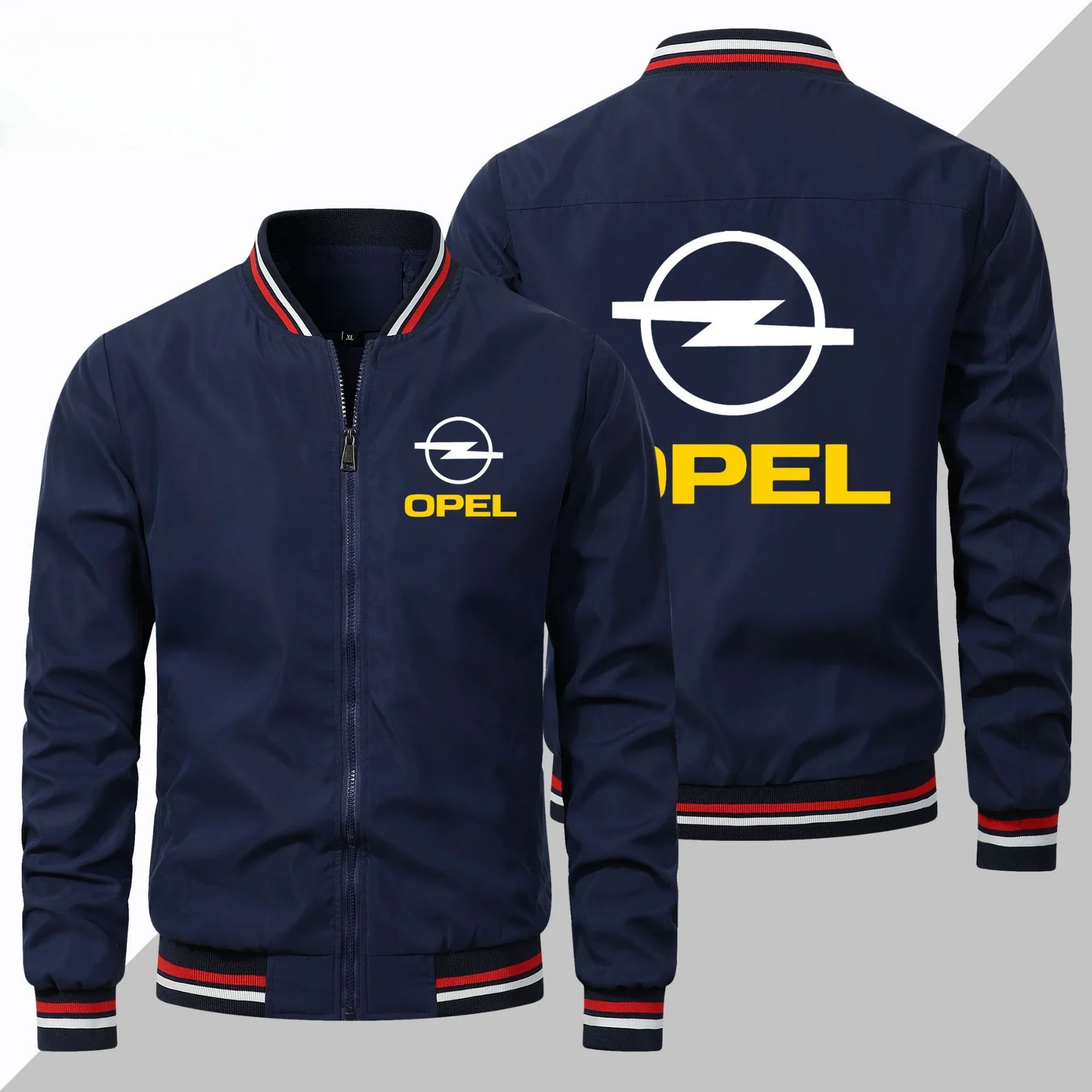 Spring Thin Casual Opel Car Logo Printed Jacket Men's Zipper White
