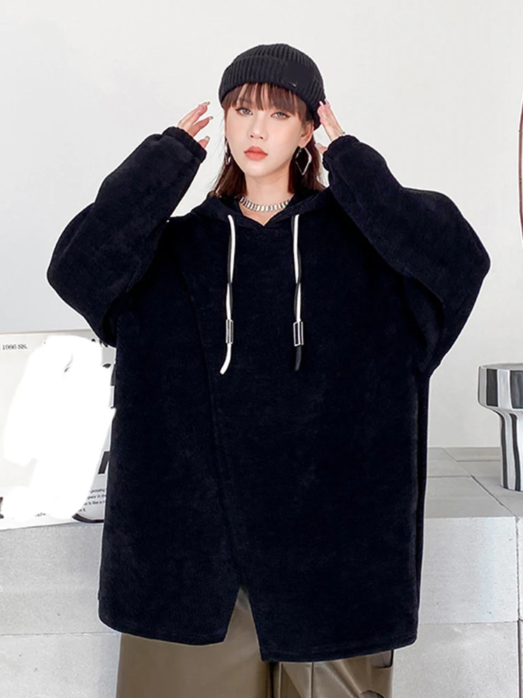 

XITAO Solid Casual Women Hoodies Korea 2022 Autumn New Arrival Personality Fashion Loose Hooded Full Sleeve Hoodies FBB1041