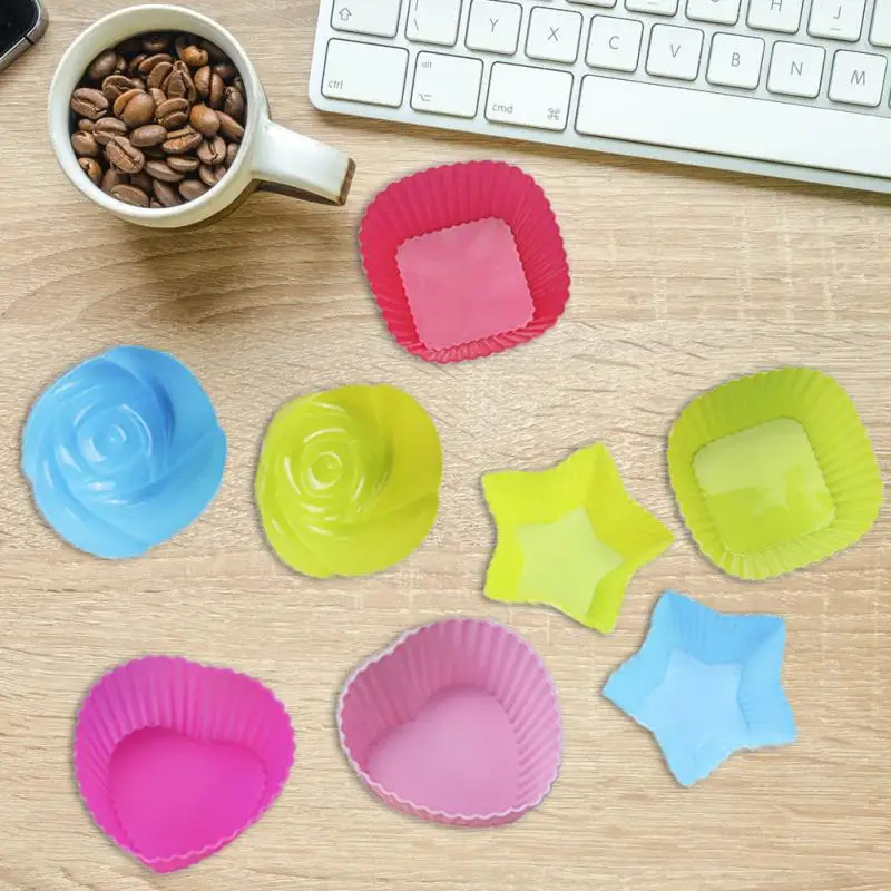 

2/4/5PCS Random Color Bakeware Cake Stand Cupcake Mould Silicone Reusable Cake Cup Mold Kitchen Tool Pastry Baking Accessories