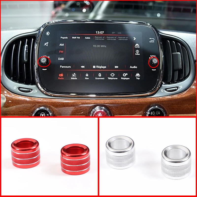 

For Fiat 500 2016-2022 Car Volume Multimedia Knob Ring Decorative Cover Aluminum Alloy Volume Adjustment Protective Accessories