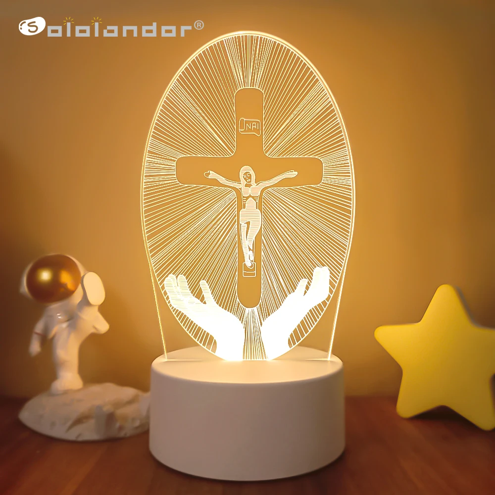 Crucifixion of Jesus Creative NightLights Novelty Illusion Night Lamp 3D Illusion Lamp For Home Decorative Lights Dropshipping