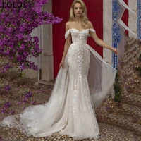 glamorous wedding dress mermaid trail skirt sleeveless sweetheart neck appliqu%c3%a9d lace tulle