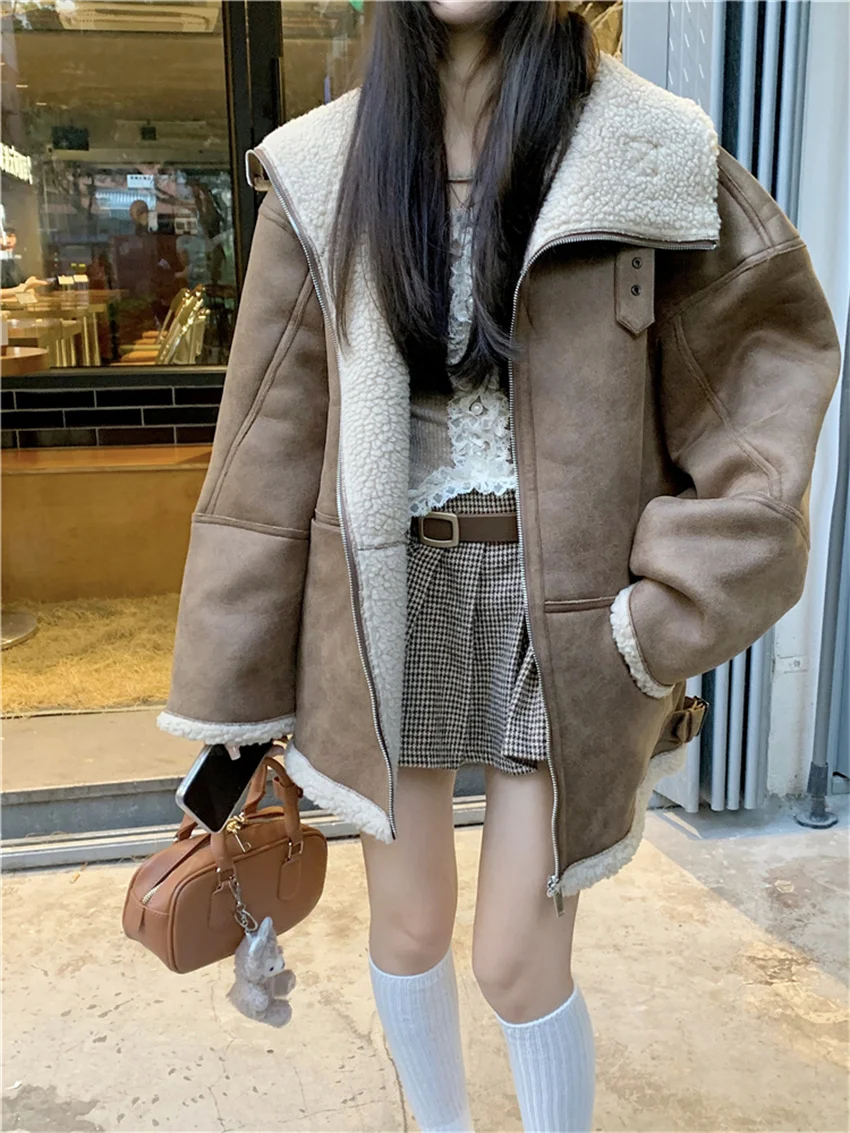 Alien Kitty женские шикарные пальто из искусственной кожи зимние свободные винтажные