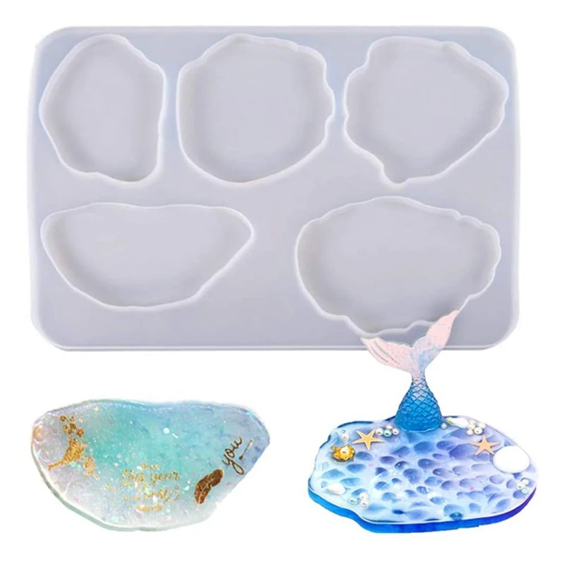Resin Agate Piece Silicone Mold 5 Large Size Irregular Patterns Epoxy For Making Cloud-Shaped Coasters |