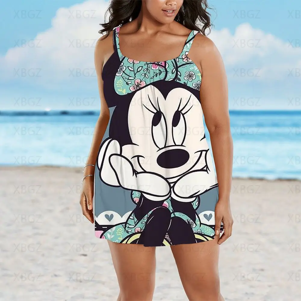 Cartoon Plus Size Dresses Summer Outfits Boho Women's Free Shipping Loose Woman 2022 Beach Dress Print Mickey Minnie Mouse 9XL