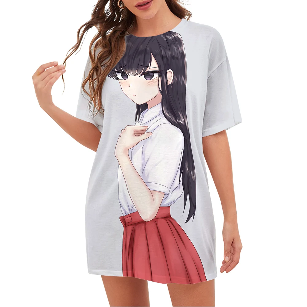 

CLOOCL Anime Shirts for Women Beautiful Girl Komi Pattern 3D Printed Loose Casual Short Sleeve Crew Neck Shirt Kawaii Clothes