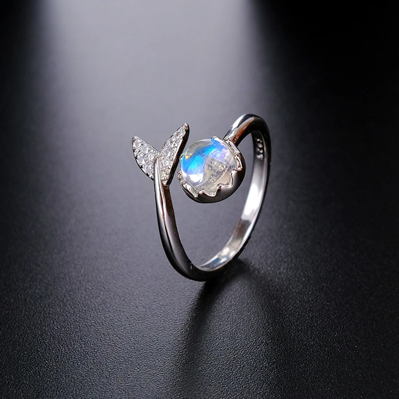 

Ekopdee Trendy Silver Color Cute Ocean Fish Mermaid Tail Rings For Women Wedding Engagement Crystal Finger Ring Jewelry Party