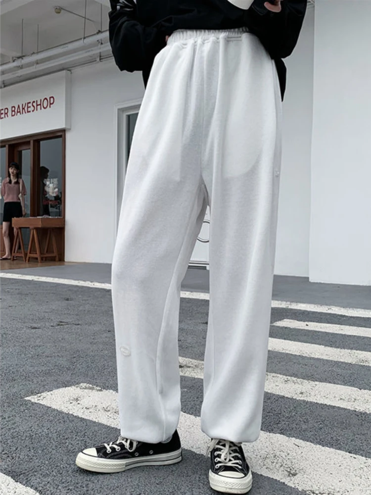 HOUZHOU серые спортивные штаны для бега Женские Мешковатые корейские модные