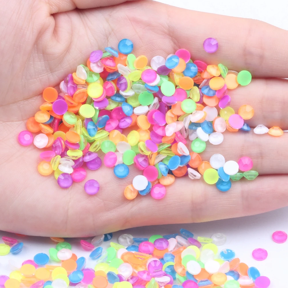 

New Luminous Strass Bling Fluorescent Flatback Glass Rhinestone Fluorescent Mixed Color DIY Nail Jewelry Decorations