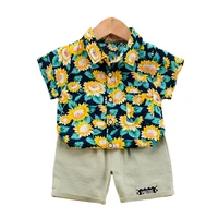 baby boy clothes 0 5 years old summer floral short sleeved shirt shorts suit sunflower printed cotton two piece suit