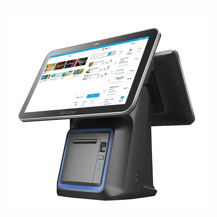 

Touch screen payment cash register Windows POS retail billing machine with MSR printer scanner drawer POS system