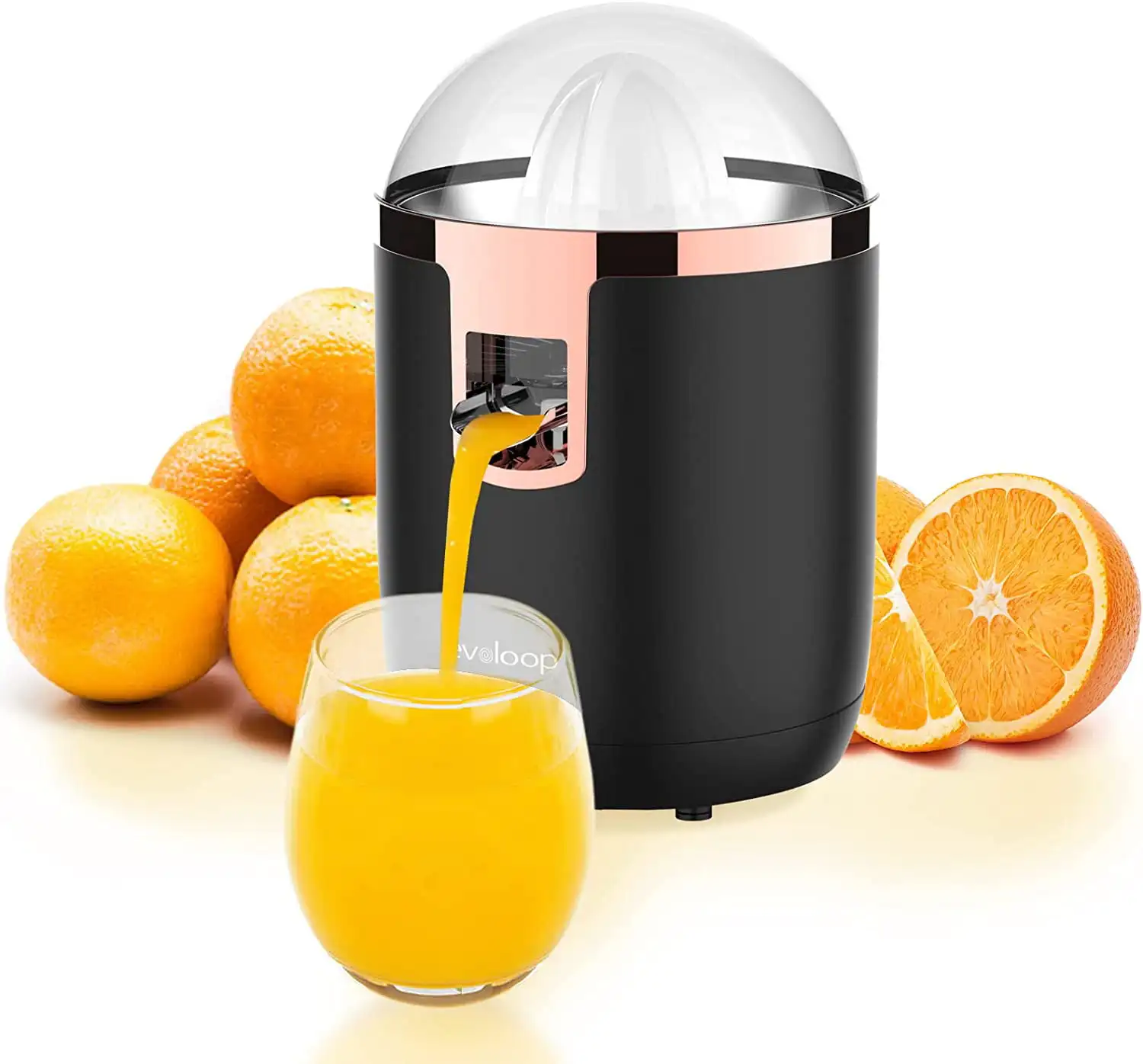 

Citrus Juicer, Orange Juice Squeezer with 2 Size Cones, Powerful Motor for Orange, Lemon, Grapefruit, Easy to Clean, Black/Stain