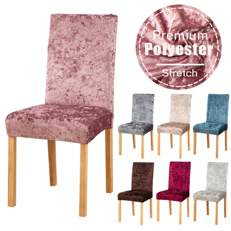 

Super Soft Velvet Chair Covers For Dining Room Elastic Spandex Chair Seat Slipcovers For Kitchen Hotel Banquet Wedding Home