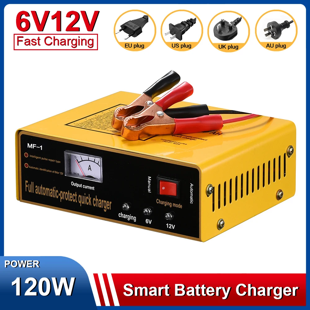 6V12V Fully Automatic Battery Charger for Car Motorcycle Toy Car 120W Power Battery Charge Device Multiple Protection