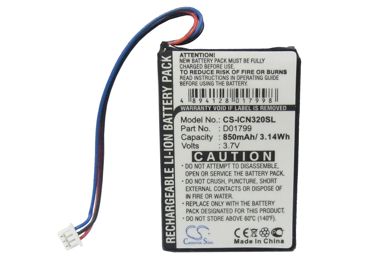 

Cameron Sino 850mA Battery for Navman iCN320, iCN330