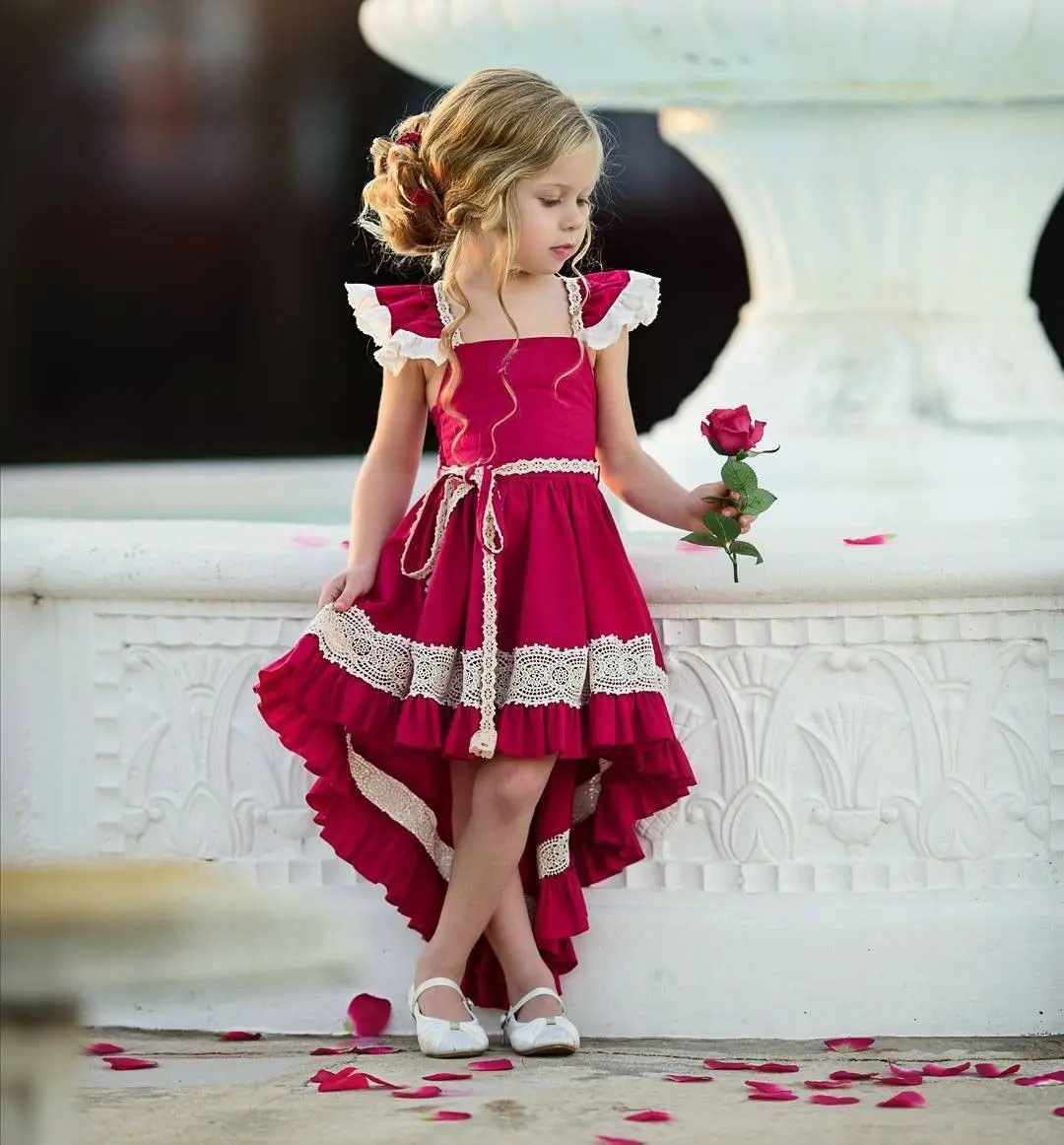 

Детское кружевное платье принцессы для девочек, цветочное свадебвечерние подружки невесты, официальное платье, летняя одежда для девочек