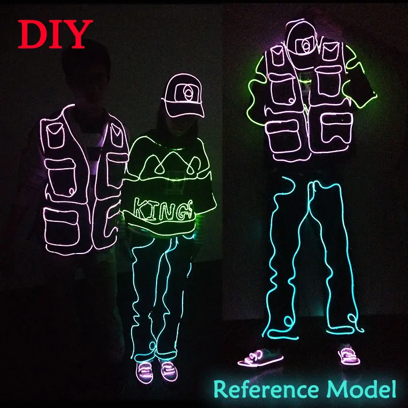 Набор EL Wire для самостоятельного танцевальной одежды светящийся костюм в стиле