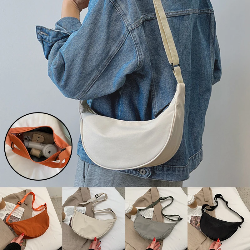 

Nylon Messenger Bag Fashion Shoulder Bag Large Capacity Tote Lady Travel Shopper Bag Casual Satchels Wide Strap Small Handbag