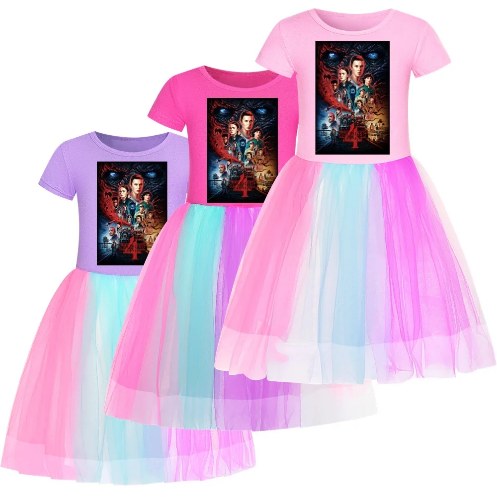 

Stranger Things 4 Girls Clothes Summer Princess Dresses Short Sleeve Kids Dress Birthday Party Girls Dresses Children Clothing