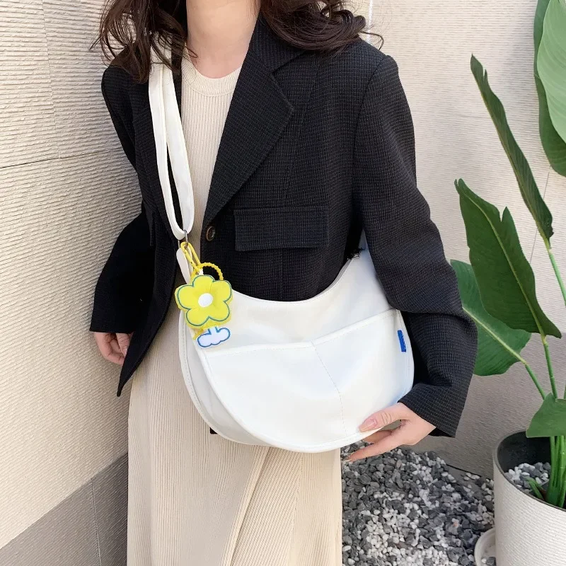 Холщовая женская сумка с карманами на молнии аниме вместительный саквояж плечо