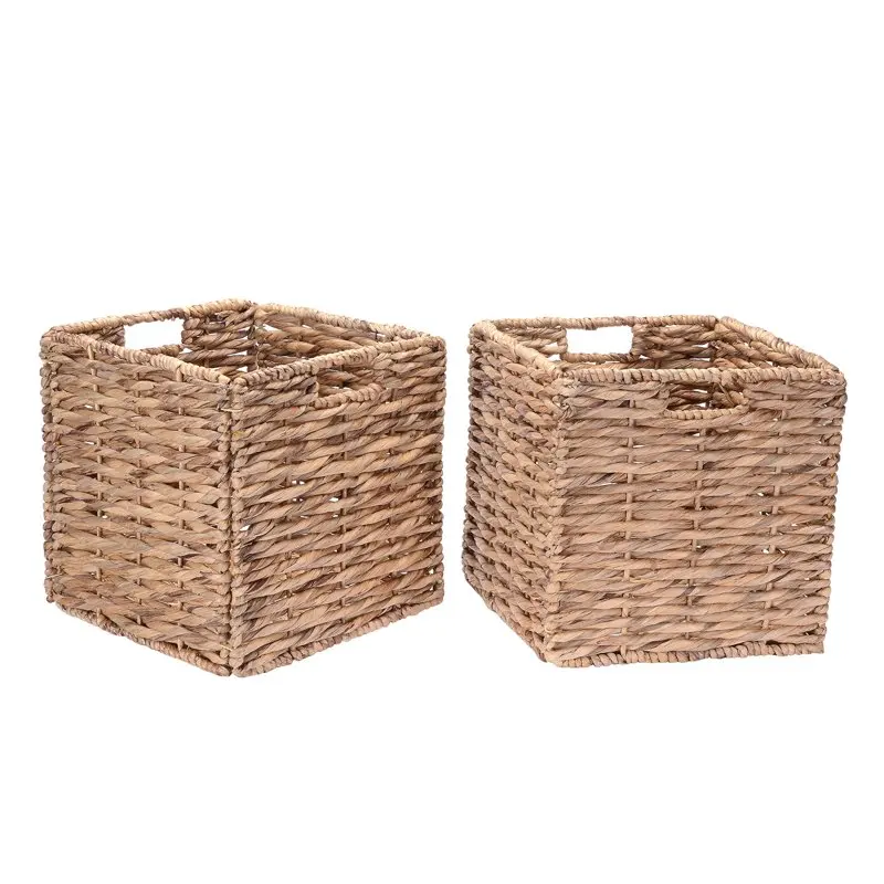 

Set of 2 Handmade Twisted Wicker Baskets with Handles (Natural)